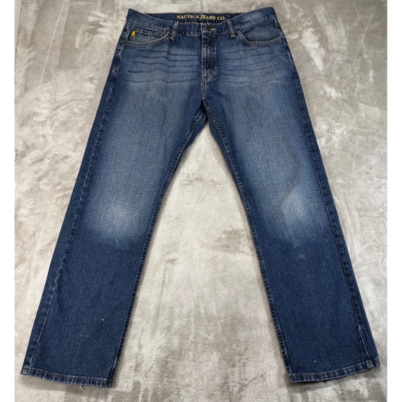 Nautica Other - Nautica Jeans Co Straight Leg Mens‎ 36x32 Blue Good Distressed Medium Wash Denim